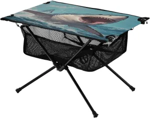 Camping Table Lightweight Portable Folding Table with Mesh Storage Net Shark Watercolor Ideal for Camping Hiking Beach Picnic Travel Backyard
