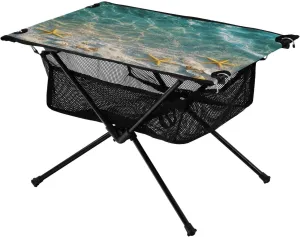 Camping Table Lightweight Portable Folding Table with Mesh Storage Net Shell Starfish Sea Ideal for Camping Hiking Beach Picnic Travel Backyard