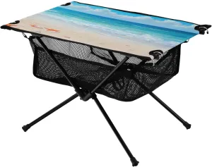 Camping Table Lightweight Portable Folding Table with Mesh Storage Net Shell Starfish Sea Sky Ideal for Camping Hiking Beach Picnic Travel Backyard