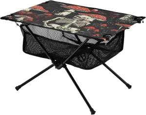 Camping Table Lightweight Portable Folding Table with Mesh Storage Net Skull Mushroom Ideal for Camping Hiking Beach Picnic Travel Backyard