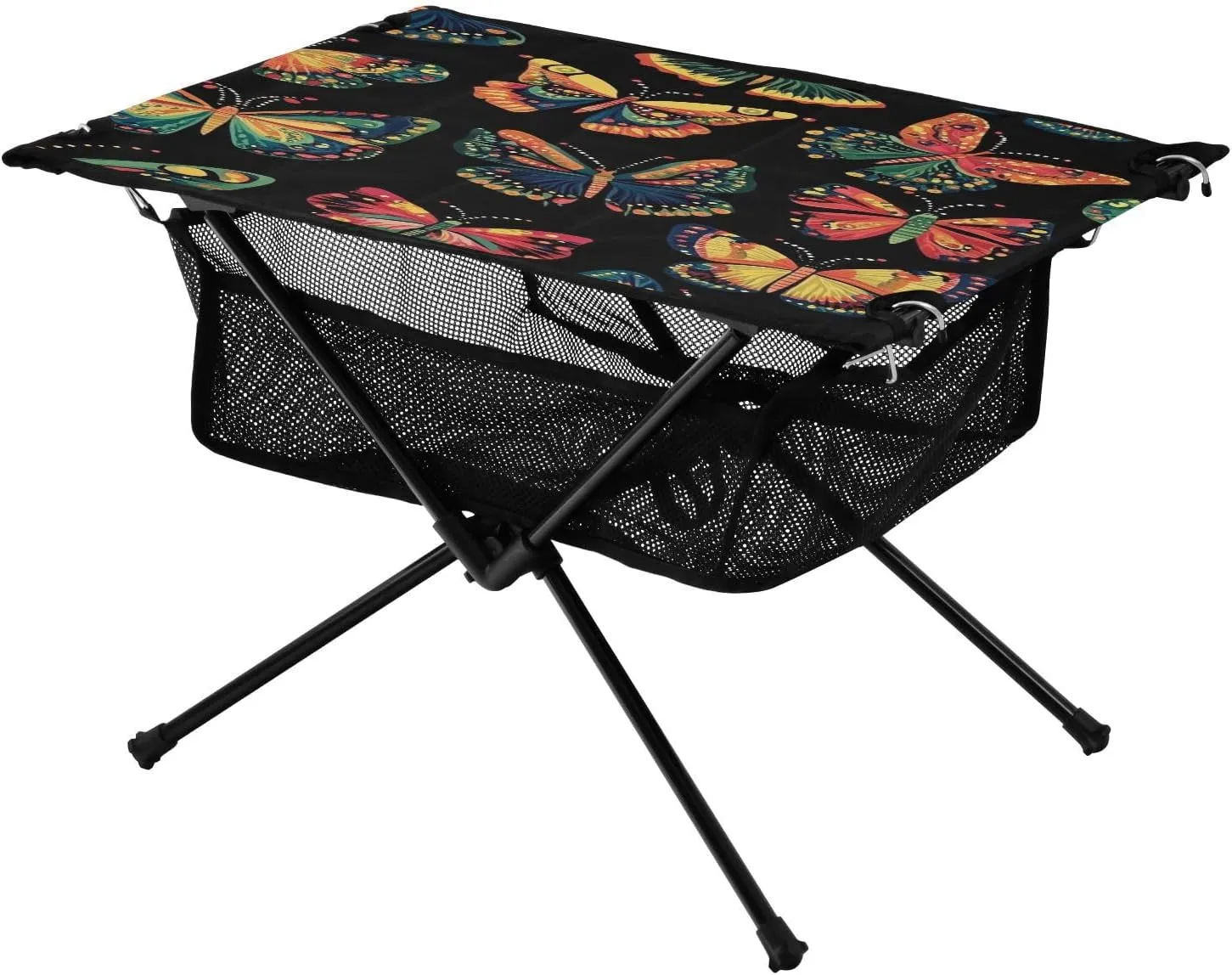 Camping Table Lightweight Portable Folding Table with Mesh Storage Net Spot Butterfly Flower Ideal for Camping Hiking Beach Picnic Travel Backyard