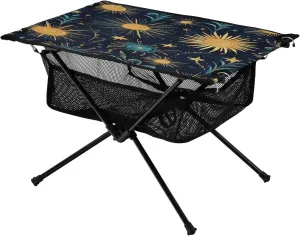 Camping Table Lightweight Portable Folding Table with Mesh Storage Net Star Moon Leaf Ideal for Camping Hiking Beach Picnic Travel Backyard