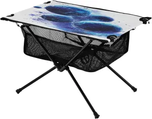Camping Table Lightweight Portable Folding Table with Mesh Storage Net Star Moon Planet Ideal for Camping Hiking Beach Picnic Travel Backyard