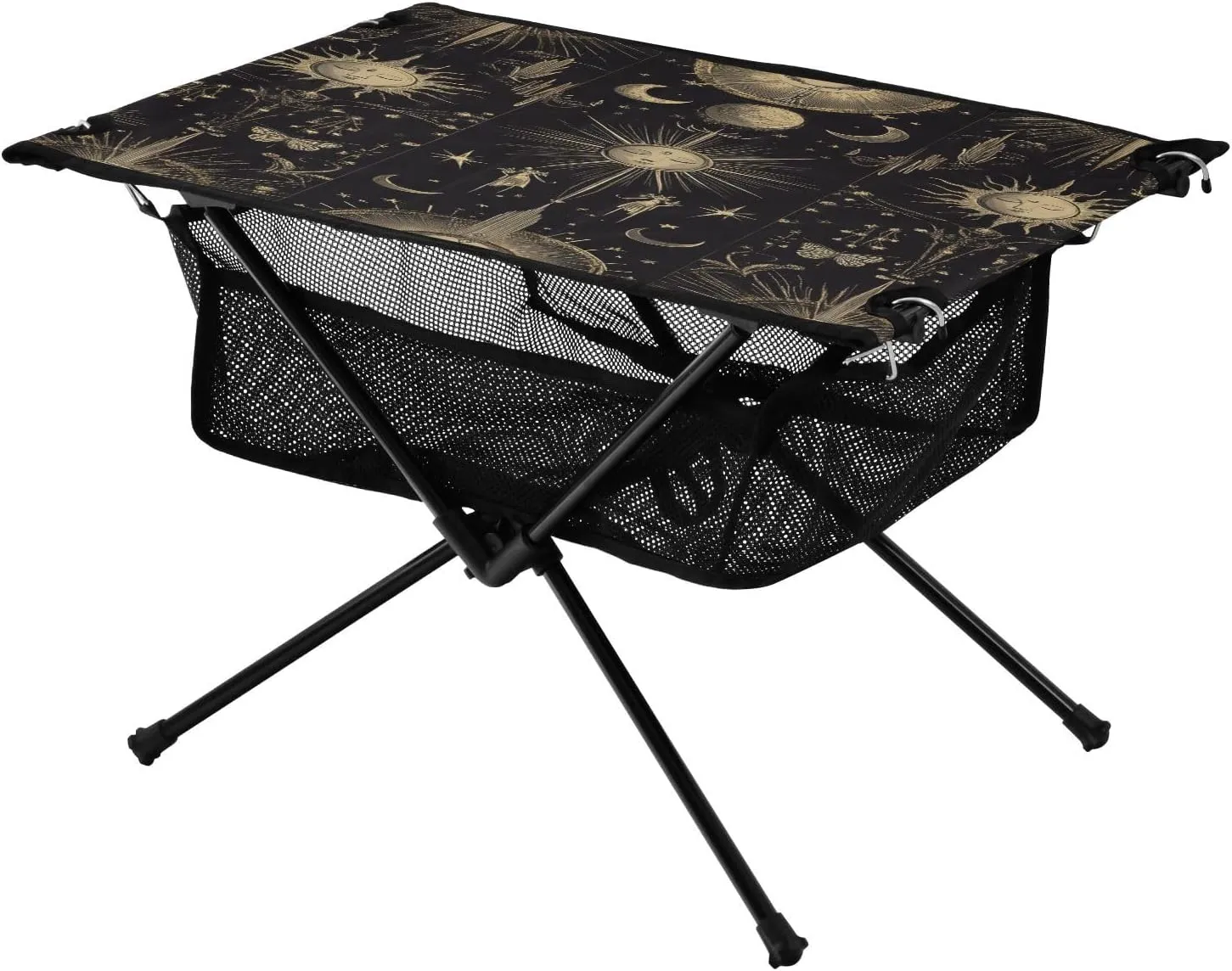 Camping Table Lightweight Portable Folding Table with Mesh Storage Net Star Moon Sun Ideal for Camping Hiking Beach Picnic Travel Backyard