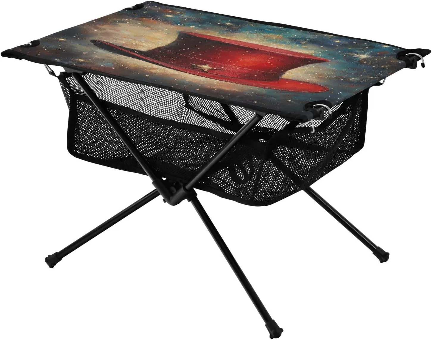 Camping Table Lightweight Portable Folding Table with Mesh Storage Net Starry Sky Galaxy Hat Star Ideal for Camping Hiking Beach Picnic Travel Backyard