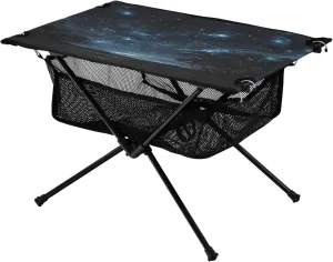 Camping Table Lightweight Portable Folding Table with Mesh Storage Net Starry Sky Galaxy Tree Ideal for Camping Hiking Beach Picnic Travel Backyard