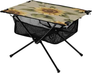 Camping Table Lightweight Portable Folding Table with Mesh Storage Net Sunflower Green Ideal for Camping Hiking Beach Picnic Travel Backyard