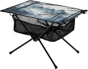 Camping Table Lightweight Portable Folding Table with Mesh Storage Net Tree Mountain Ideal for Camping Hiking Beach Picnic Travel Backyard
