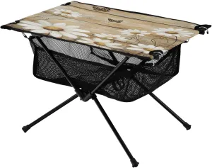 Camping Table Lightweight Portable Folding Table with Mesh Storage Net Wood Grain Butterfly Daisy Ideal for Camping Hiking Beach Picnic Travel Backyard