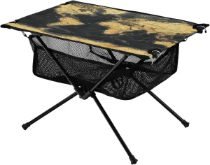 Camping Table Lightweight Portable Folding Table with Mesh Storage Net Yellow Black World Map Ideal for Camping Hiking Beach Picnic Travel Backyard