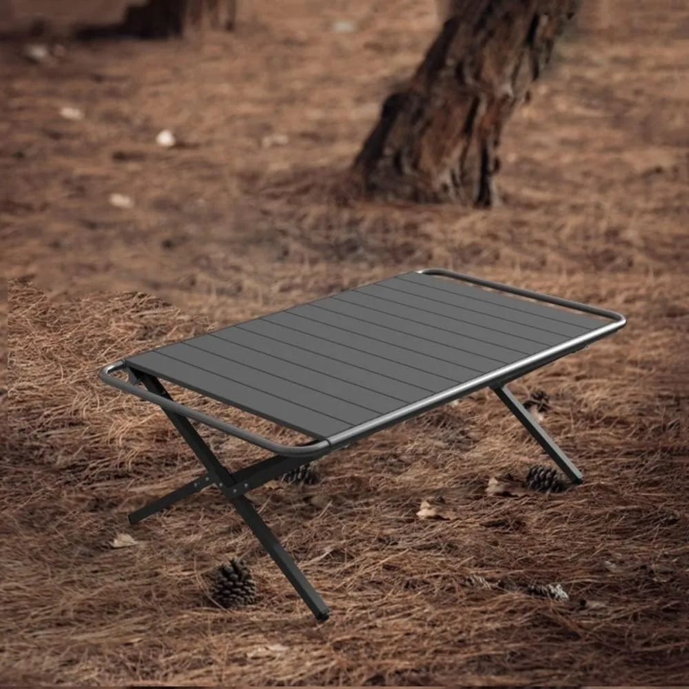 Camping Table, Portable Folding Aluminum Camping Table Compact Camp Table for Outdoor, Picnic, Beach, Cooking, Home Use(Wood Grain Color)
