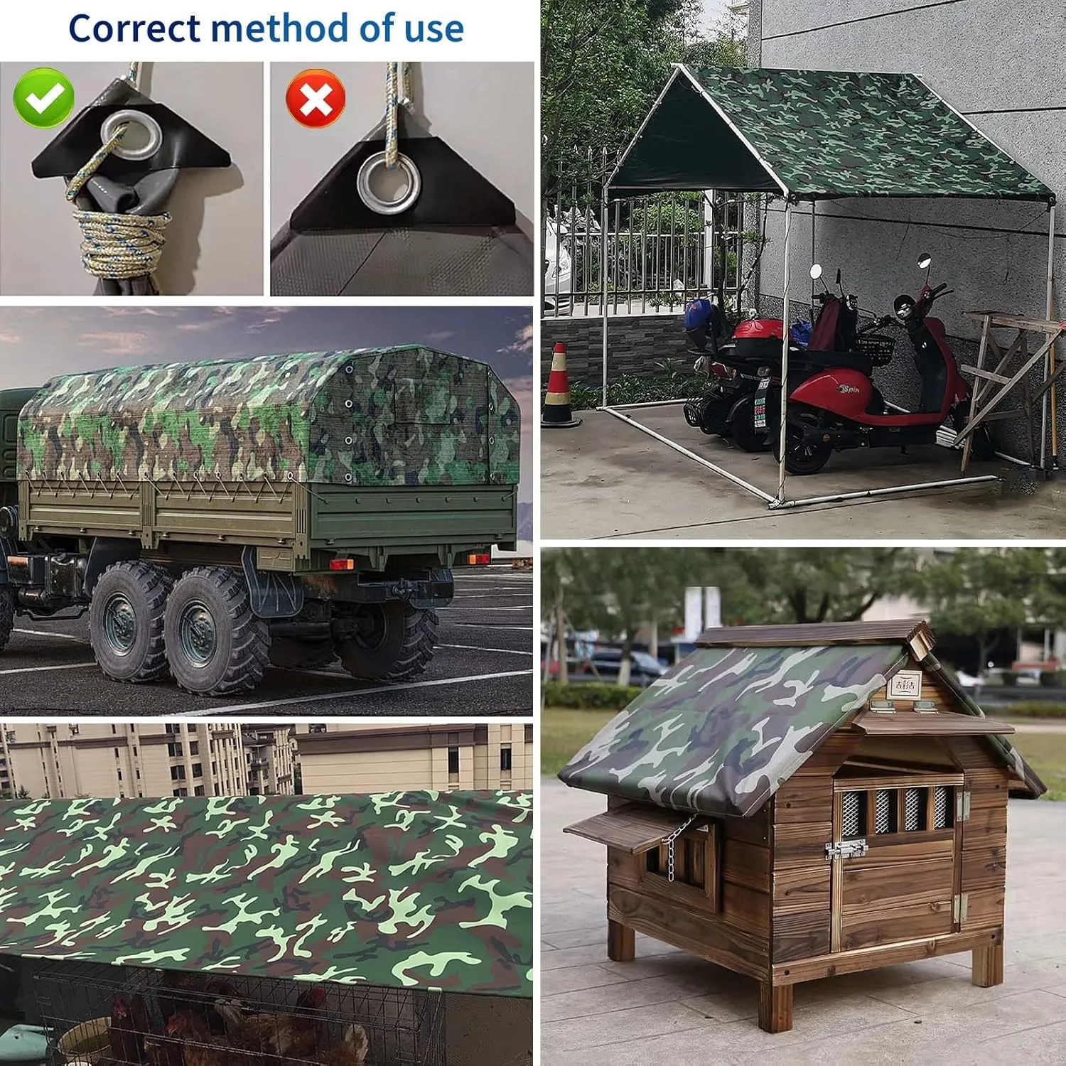 Camping Tarp, 450g/m² Rainproof Canopy Tent Cover 0.45mm Thick Canvas Tarp Sheet for Camping, Garden, Gazebo, Trailer - Camouflage s with Reinforcement Edge(1x2m)