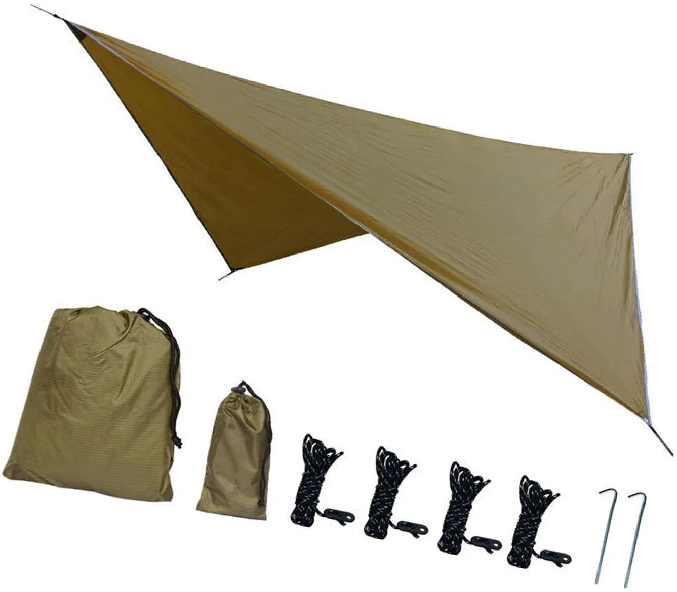 Camping Tarp Camping Canopy Multifunctional Lightweight Sun Protection Hammock Canopy Tent Tarp Awning for Travel Yard Picnic, Khaki