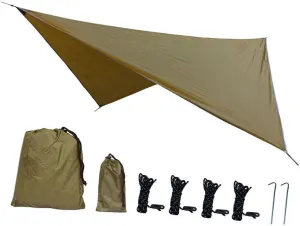 Camping Tarp Camping Canopy Multifunctional Lightweight Sun Protection Hammock Canopy Tent Tarp Awning for Travel Yard Picnic, Khaki