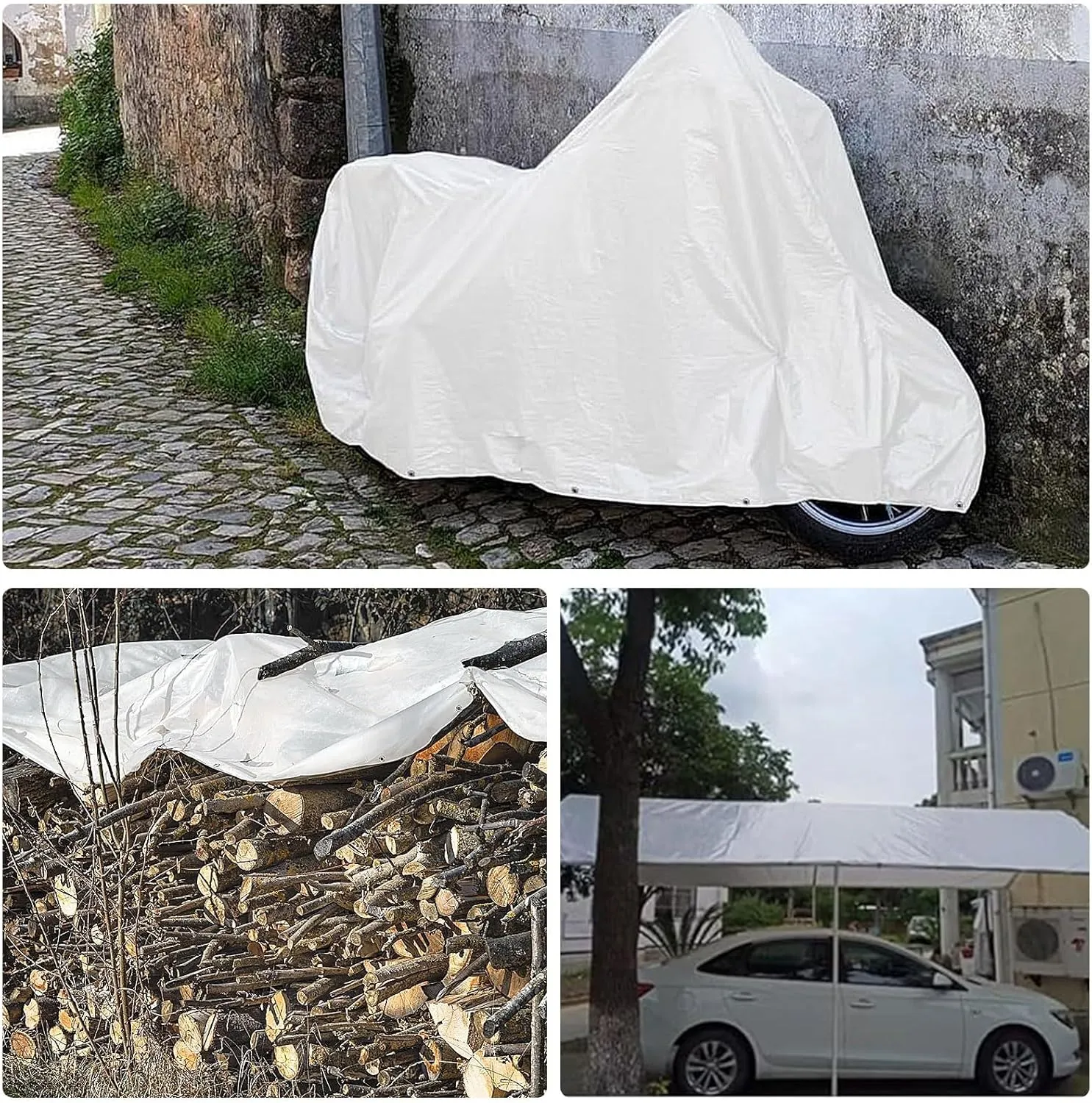 Camping Tarp, Heavy Duty White Tarp Sheet Ground Cover for Outdoor Furniture Caravan Car, Multi-Purpose Canopy Tent(1.8x2m)