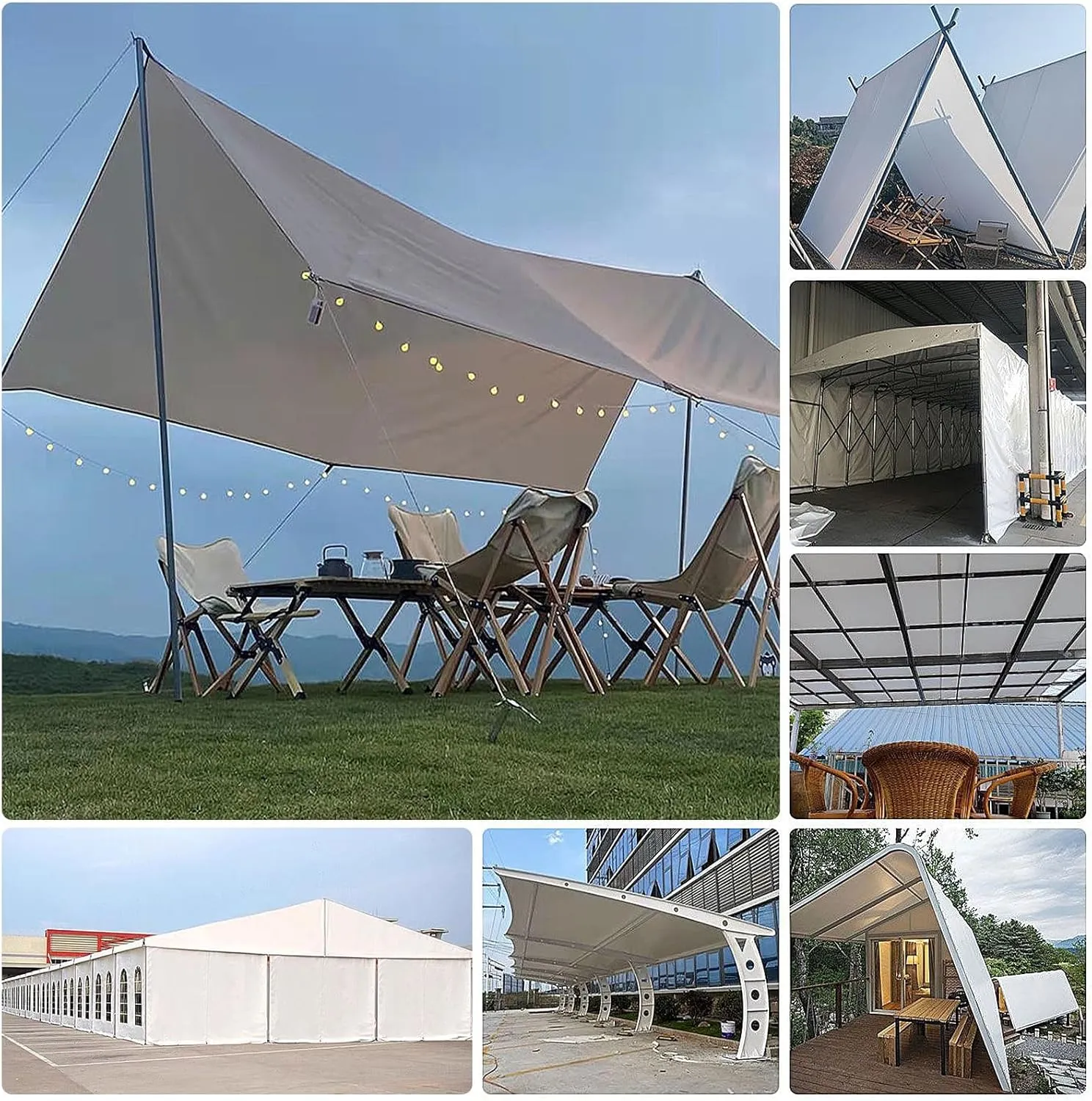 Camping Tarp, Heavy Duty White Tarp Sheet Ground Cover for Outdoor Furniture Caravan Car, Multi-Purpose Canopy Tent(1.8x2m)