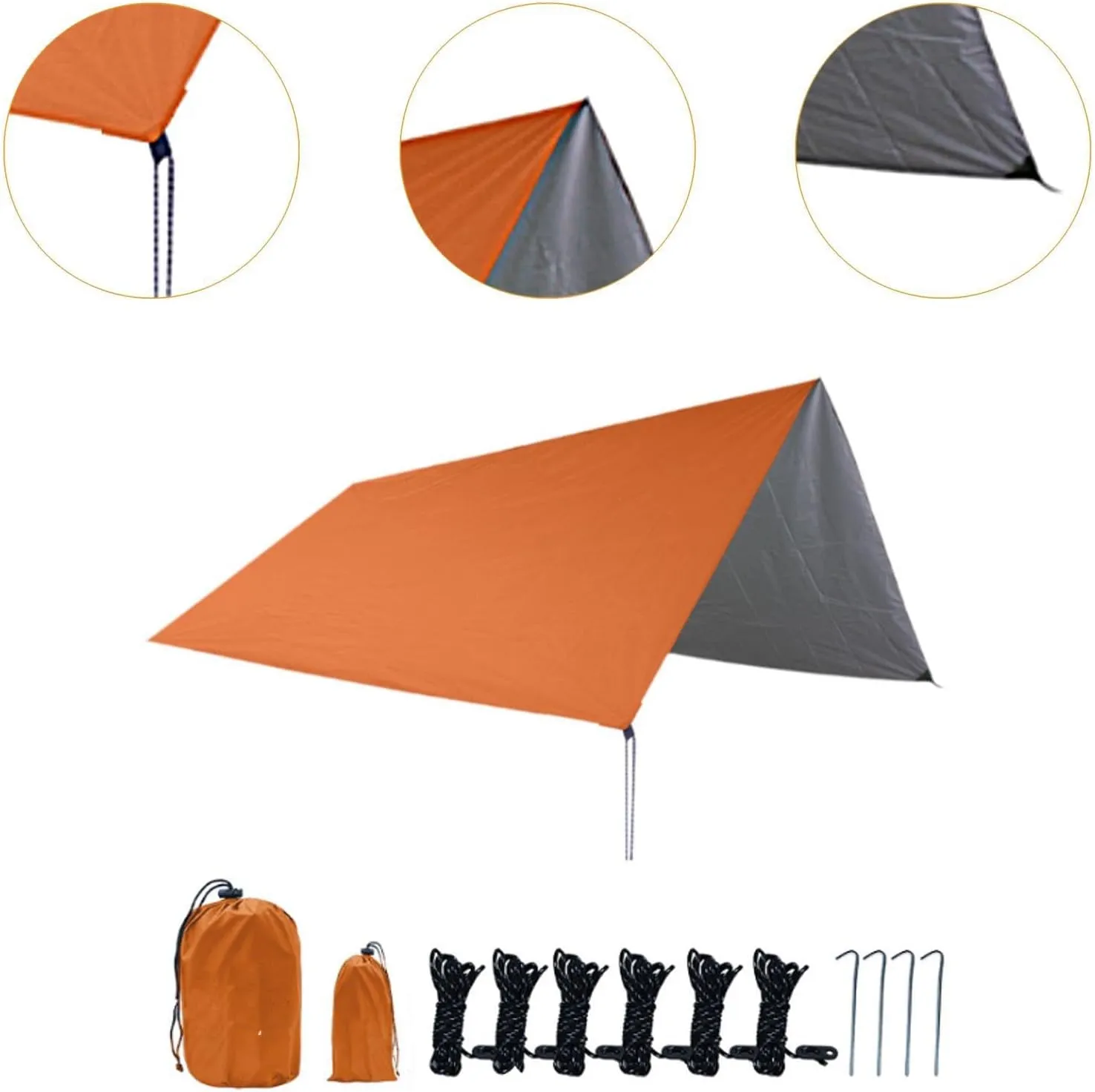 Camping Tarp Tent Tarp Waterproof Rainproof Rain Shelter Camping Canopy for Garden, BBQ, Travel, Hiking, Outdoor Activities