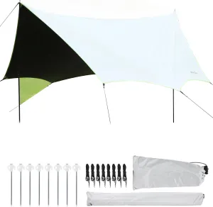 Camping Tarp with Poles Hammock Rain Fly Waterproof & Lightweight Tent Tarp Car Awning Sun Shelter Canopy Camping Tent Canopy for Outdoor Party Picnic