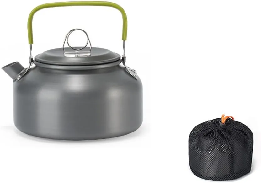 Camping Tea Kettle,Outdoor Hiking Camping Picnic Water Kettle with AntiScalding Handle,Teapot Aluminum Alloy Coffee Pot Picnic Stove Top Teakettle Cooking Accessory (0.8l)