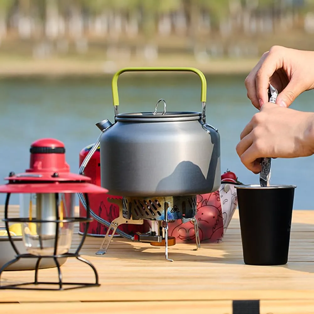 Camping Tea Kettle,Outdoor Hiking Camping Picnic Water Kettle with AntiScalding Handle,Teapot Aluminum Alloy Coffee Pot Picnic Stove Top Teakettle Cooking Accessory (0.8l)