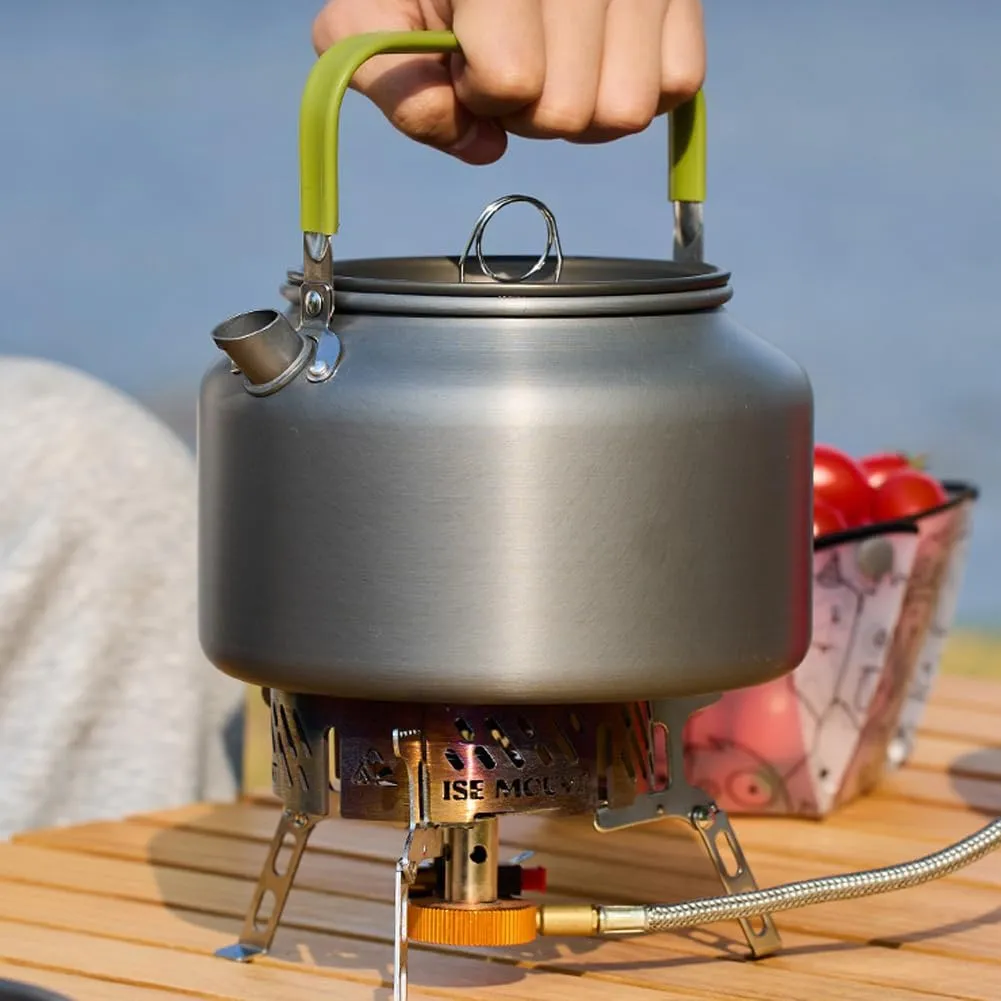 Camping Tea Kettle,Outdoor Hiking Camping Picnic Water Kettle with AntiScalding Handle,Teapot Aluminum Alloy Coffee Pot Picnic Stove Top Teakettle Cooking Accessory (0.8l)