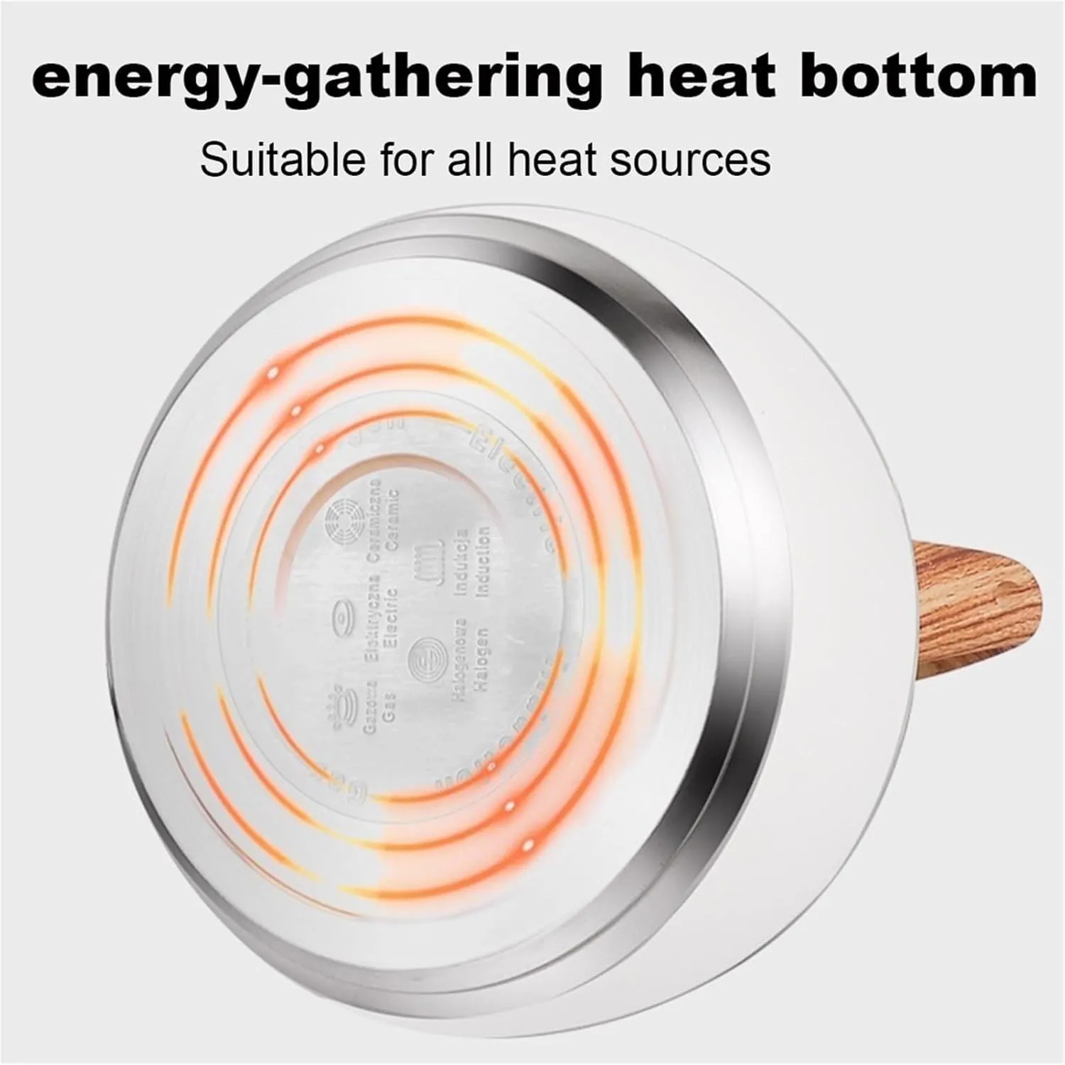 Camping Teapot, Stainless Steel Whistle Tea Pot for Induction Stove Top, Fast to Boil Water for Home Kitchen, with Wood Pattern Handle