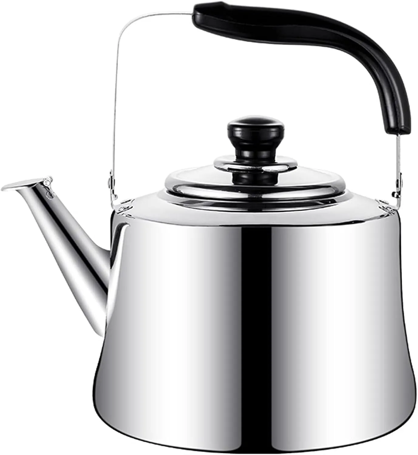 Camping Teapot, Stovetop Tea Kettle Whistling, Food Grade 304 Stainless Steel Teapot with Cool Touch Ergonomic Handle for Induction Gas Electric Halogen Stoves(5L)