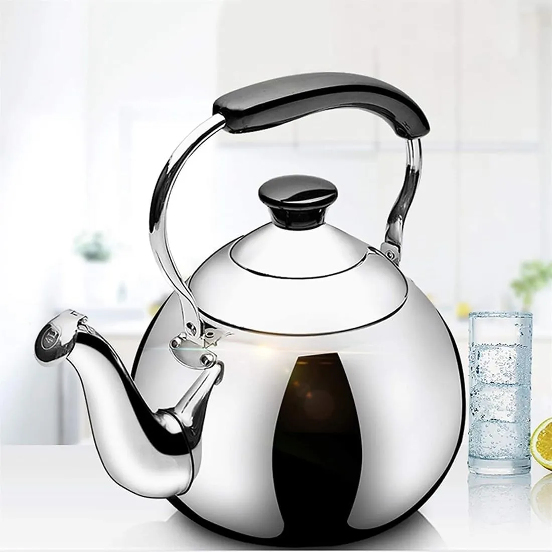 Camping Teapot, Tea kettle for Stove Top, 304 Stainless Steel Teapot, Whistling Tea Pot for Coffee, Milk Etc, Gas Electric Applicable(5L)