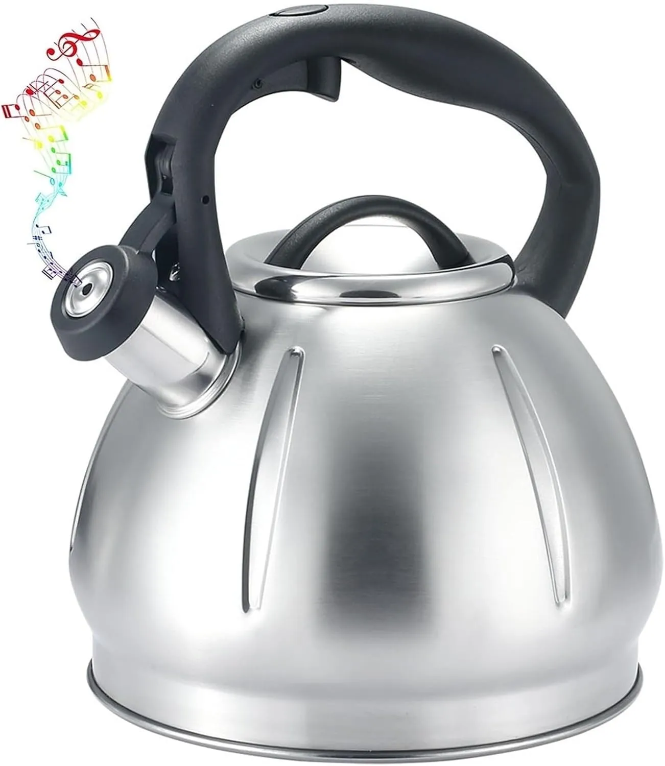Camping Teapot, Tea Kettle Stovetop, 304 Stainless Steel Whistling Tea Pots for Stove Top, with Anti-hot Ergonomic Handle, Suitable for All Heat Sources