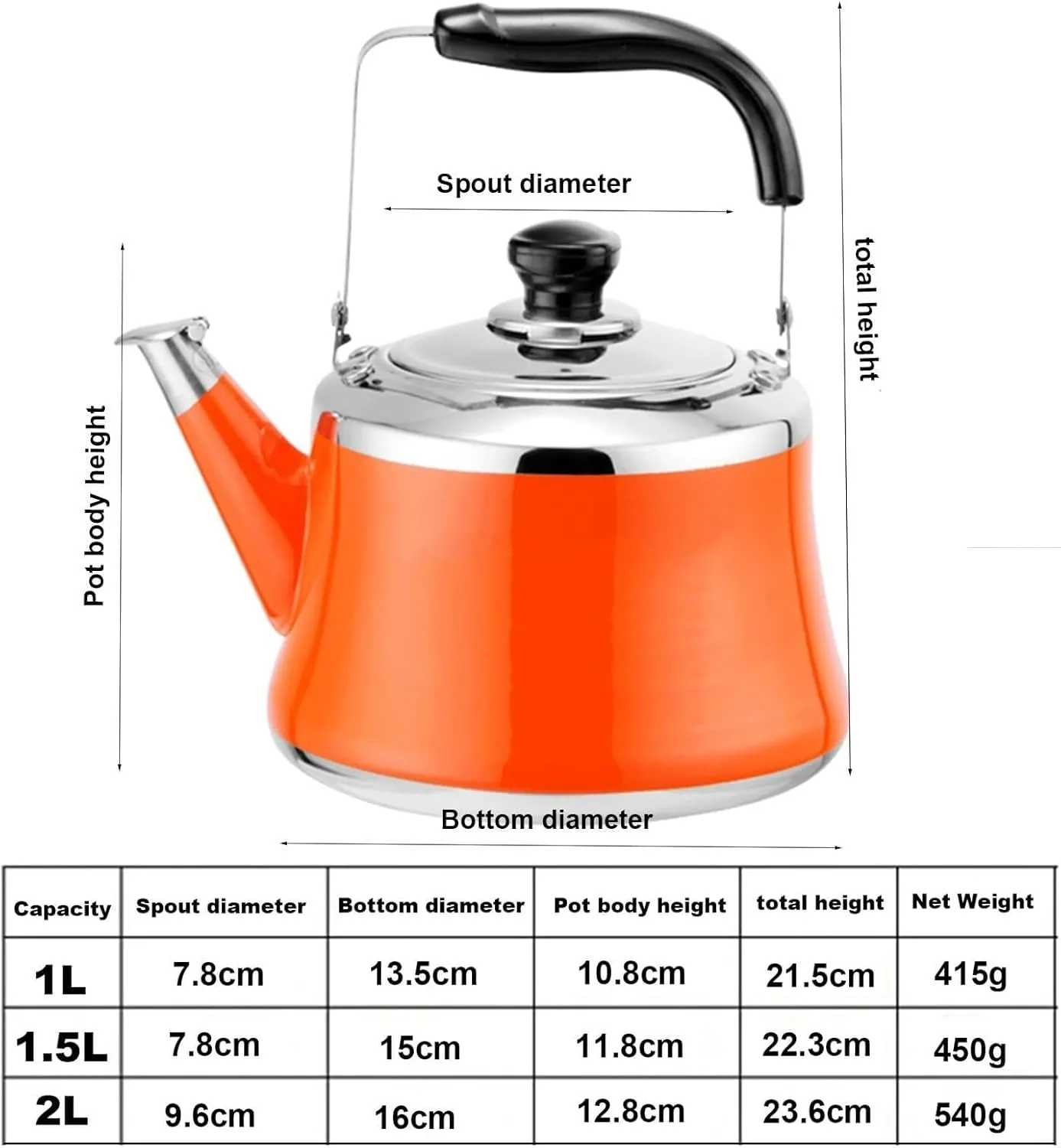 Camping Teapot, Tea Kettle with Infuser, Tea Pot Stovetop, Whistling Kettle for Gas Stove Induction Cooker(1L)