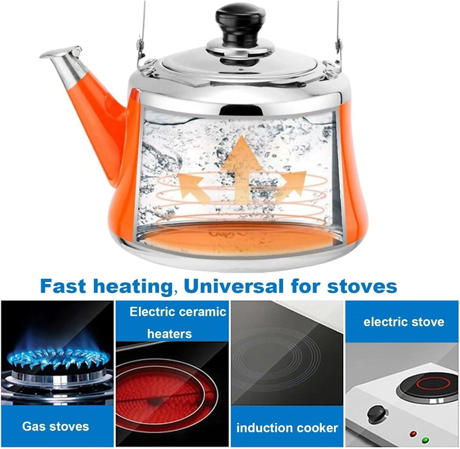 Camping Teapot, Tea Kettle with Infuser, Tea Pot Stovetop, Whistling Kettle for Gas Stove Induction Cooker(1L)