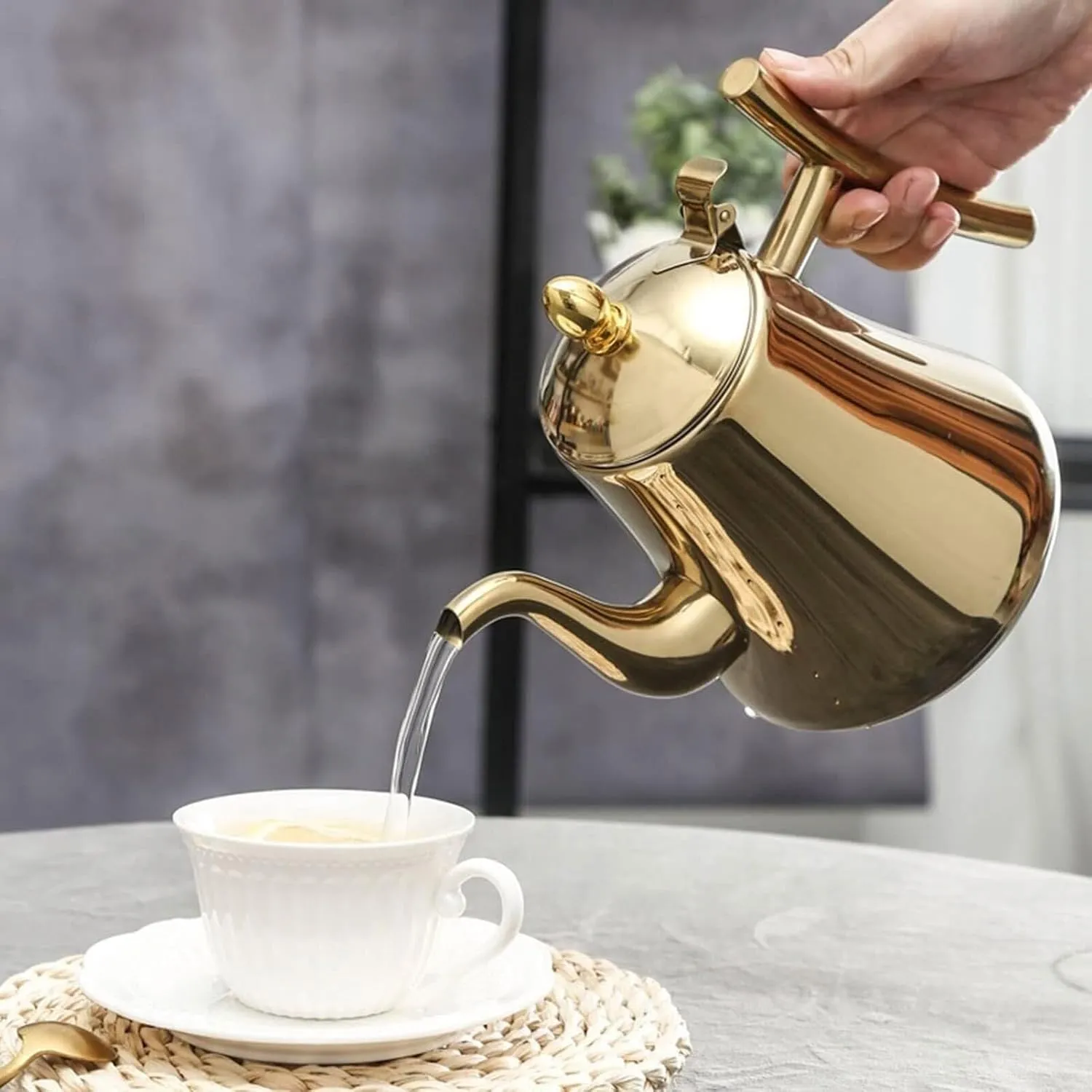 Camping Teapot, Tea Kettle with Infusers for Loose Tea Stainless Steel Water Kettle with Filter Coffee Pot(1.5L)