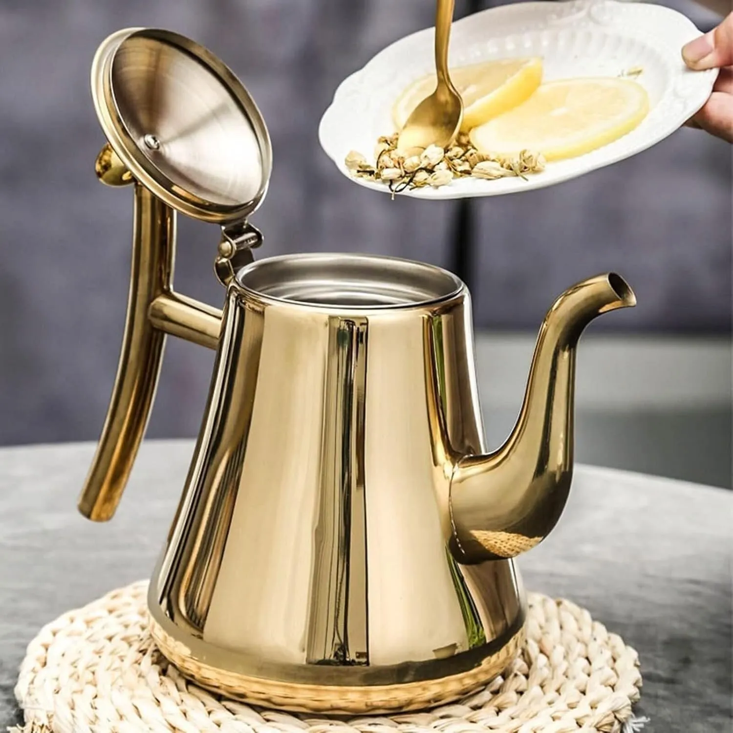 Camping Teapot, Tea Kettle with Infusers for Loose Tea Stainless Steel Water Kettle with Filter Coffee Pot(1.5L)