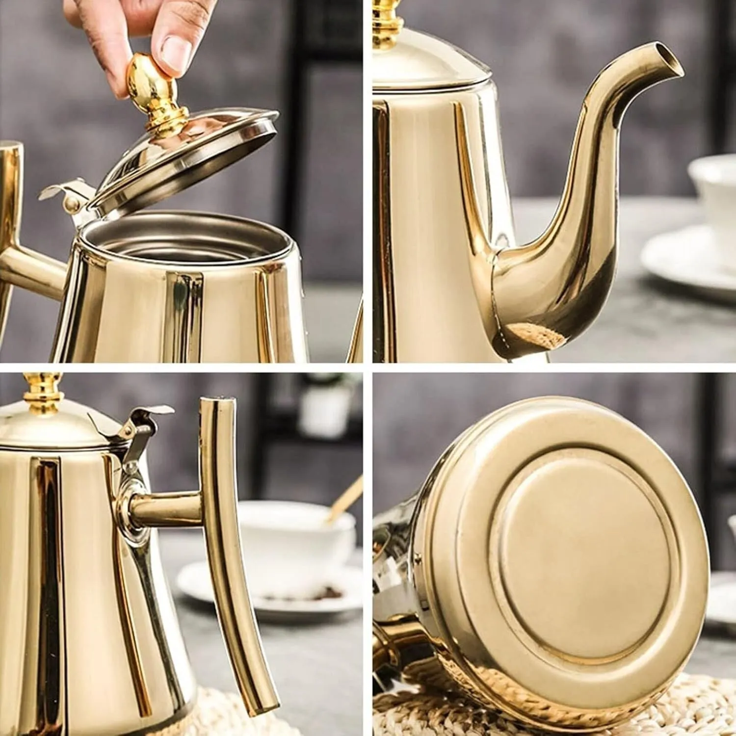 Camping Teapot, Tea Kettle with Infusers for Loose Tea Stainless Steel Water Kettle with Filter Coffee Pot(1.5L)