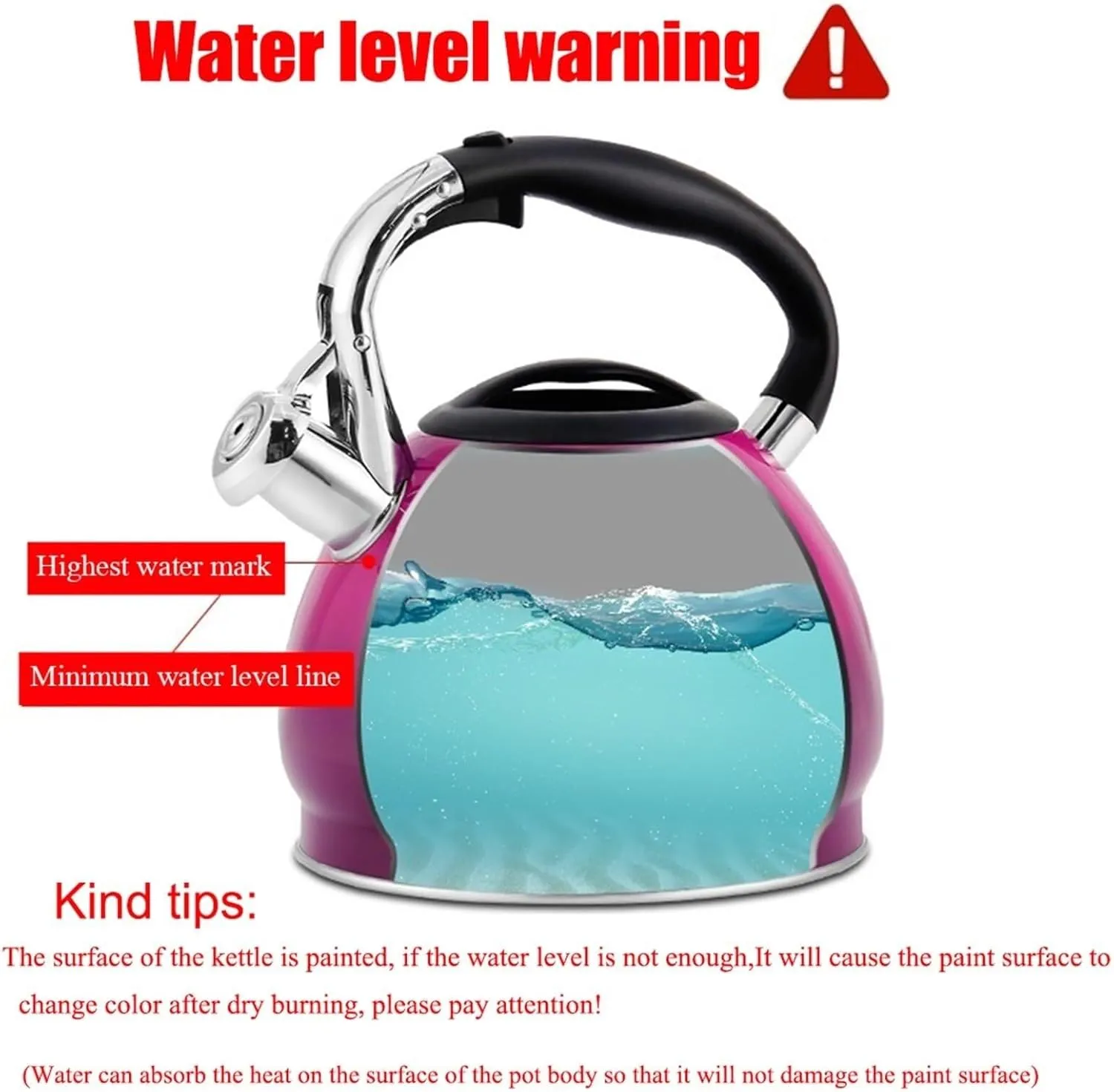Camping Teapot, Tea Kettles Stovetop, Whistling Teapot Stainless Steel Tea Pots, Hot Water Fast to Boil, Whistle Tea Pot with Anti-Slip Handle for Making Coffee or Milk