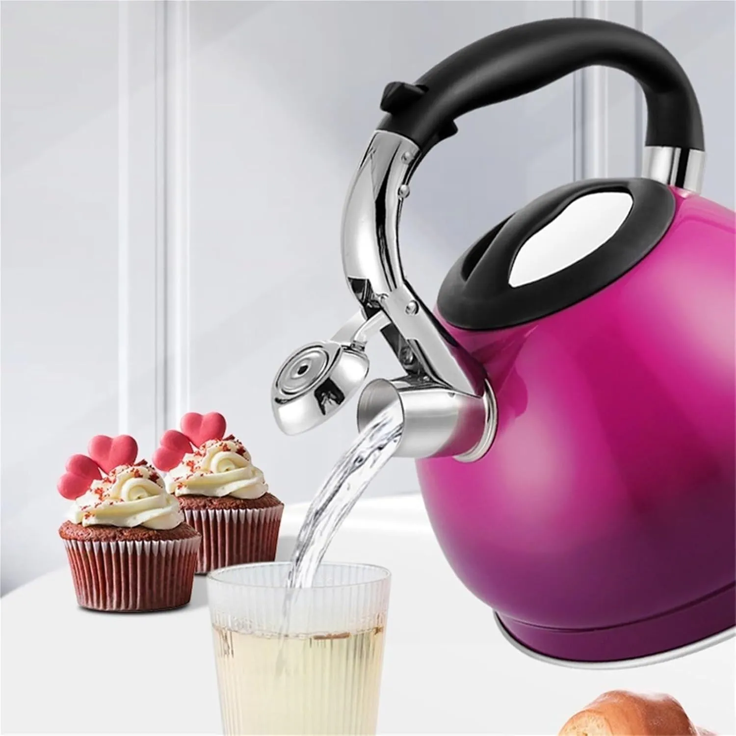 Camping Teapot, Tea Kettles Stovetop, Whistling Teapot Stainless Steel Tea Pots, Hot Water Fast to Boil, Whistle Tea Pot with Anti-Slip Handle for Making Coffee or Milk
