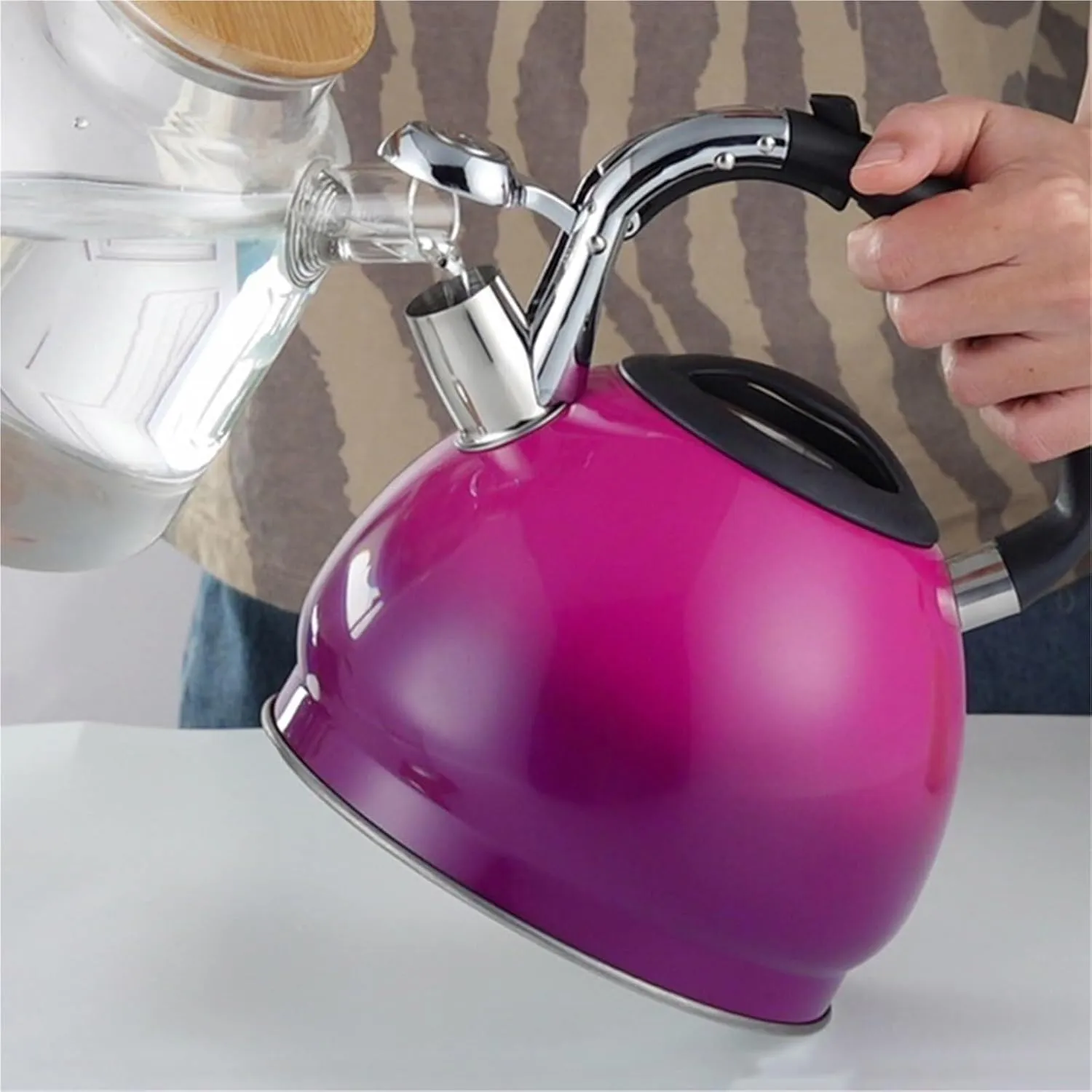 Camping Teapot, Tea Kettles Stovetop, Whistling Teapot Stainless Steel Tea Pots, Hot Water Fast to Boil, Whistle Tea Pot with Anti-Slip Handle for Making Coffee or Milk