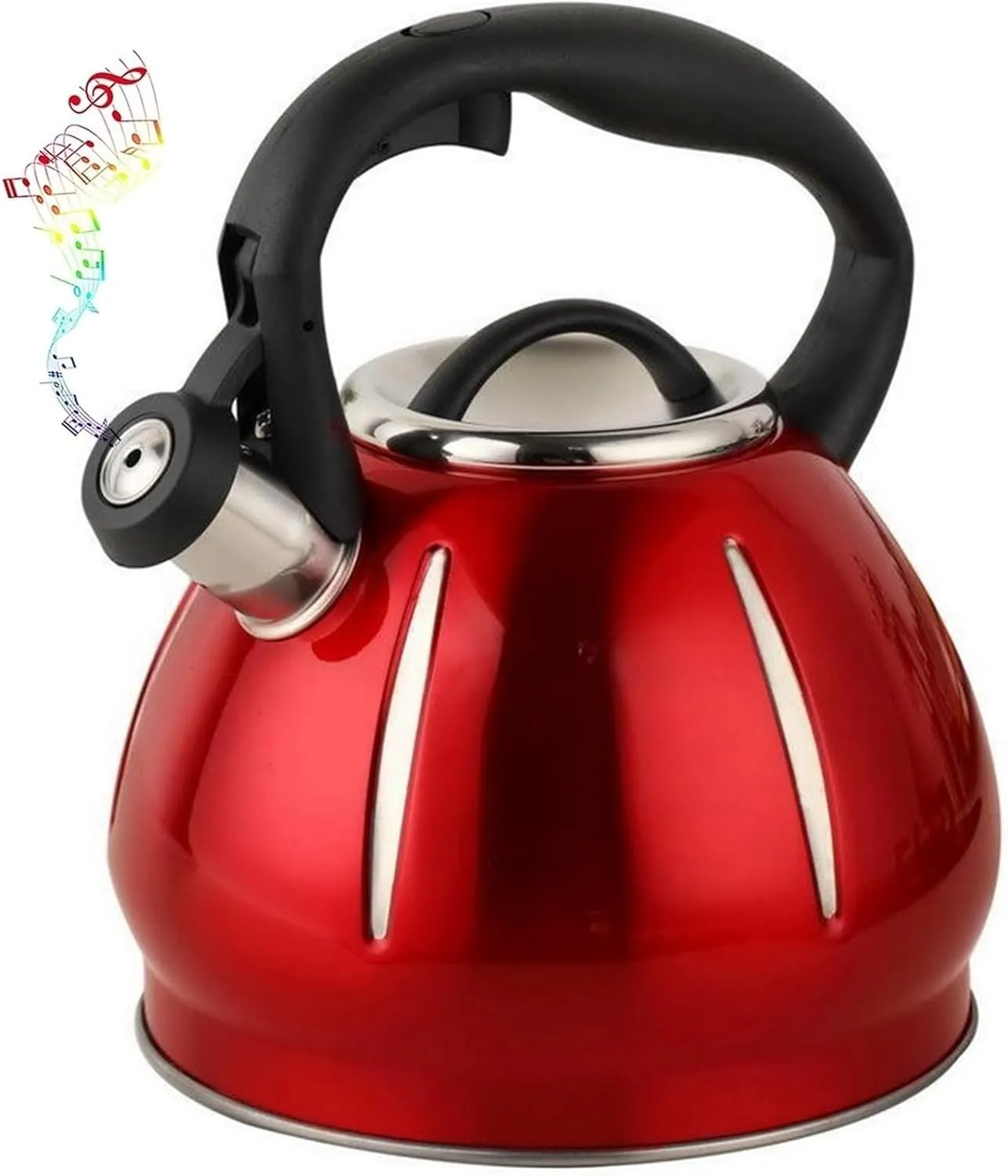 Camping Teapot, Whistling Stainless Steel Tea Kettle Stovetop, 3.2 Quart Loud Whistle Food Grade for Coffee, Milk, Gas Electric Applicable
