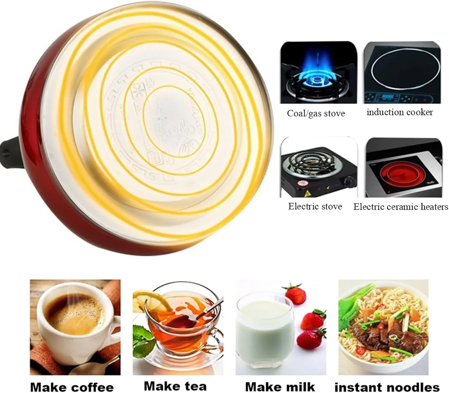 Camping Teapot, Whistling Stainless Steel Tea Kettle Stovetop, 3.2 Quart Loud Whistle Food Grade for Coffee, Milk, Gas Electric Applicable