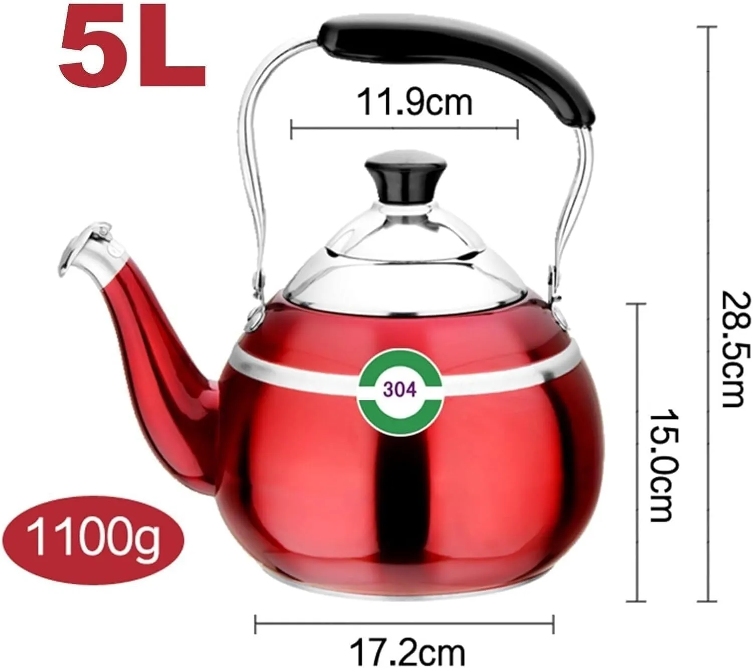 Camping Teapot, Whistling Tea Kettle for Stove Top, for Coffee, Milk, Gas Electric Applicable