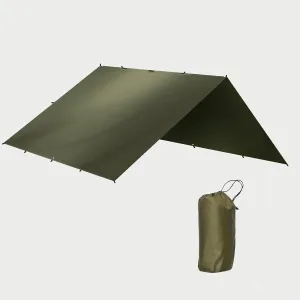 Camping Tent Tarp Waterproof 12x10ft Olive Green Hammock Rain Fly, Rectangle Lightweight Camping Tarps, Reusable Portable Survival Shelter for Outdoors, Camping, Hiking, Picnic, Backpacking