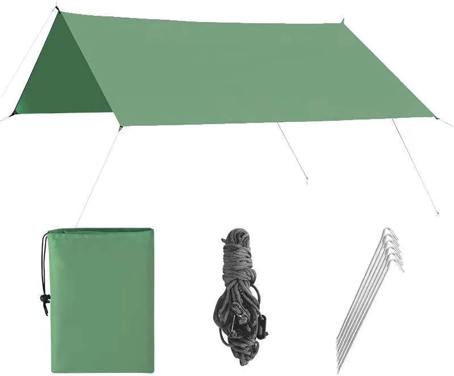 Camping Tent Tarps Waterproof UV Protection Rainproof 13.78×13.78FT Green