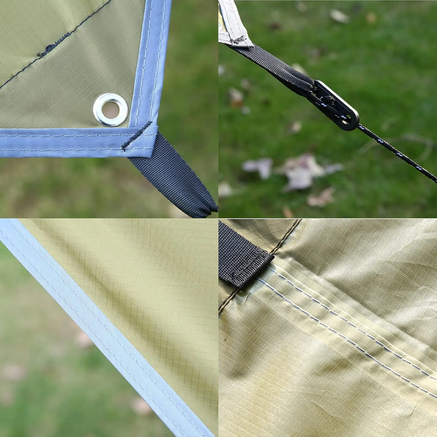 Camping Tent Tarps Waterproof UV Protection Rainproof 13.78×13.78FT Green