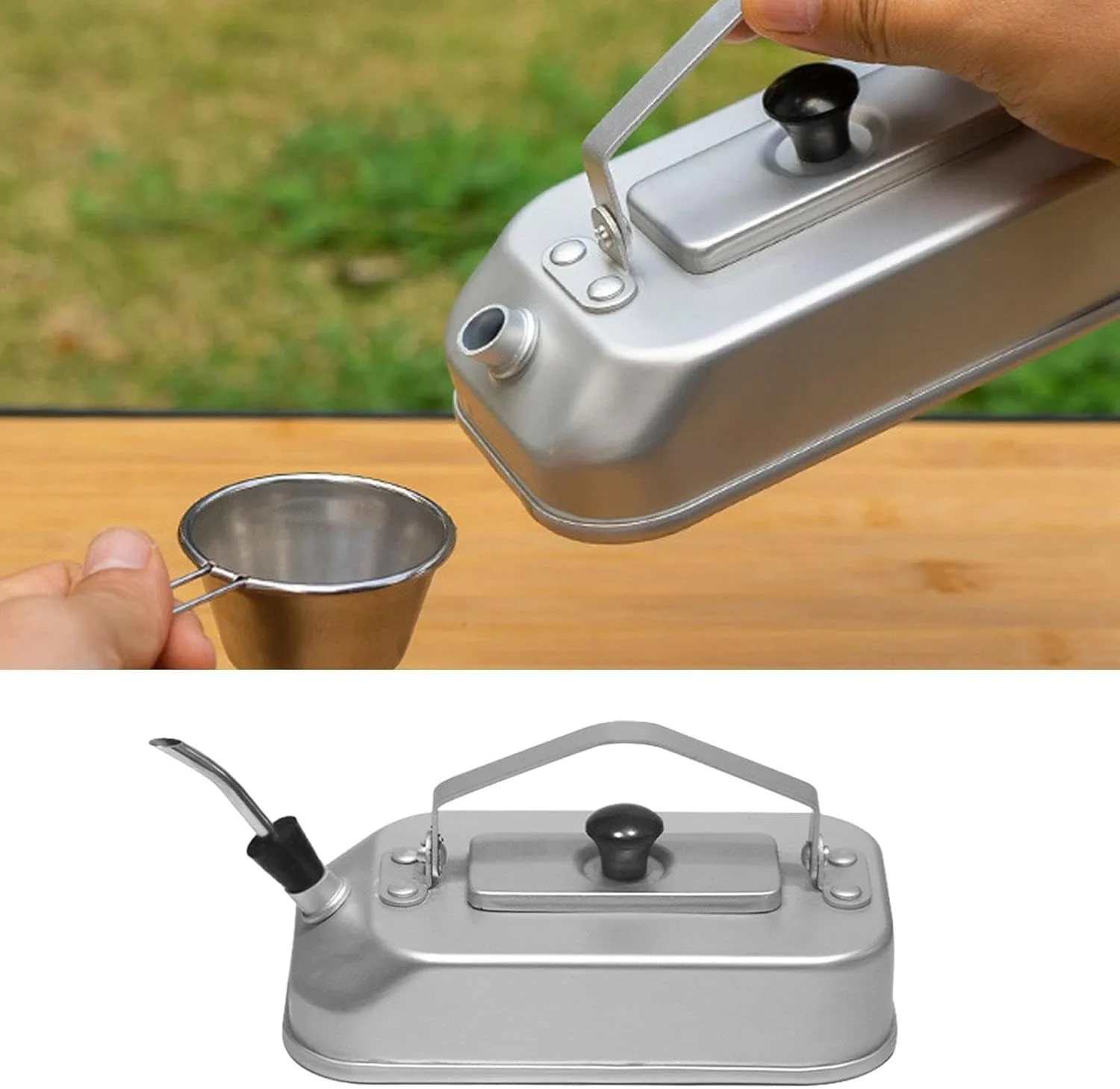 Camping Water Kettle Aluminum Alloy Kettle with Handle with Storage Bag Coffee Pot Teapot for Backpacking Hiking Fishing, with bag and spout