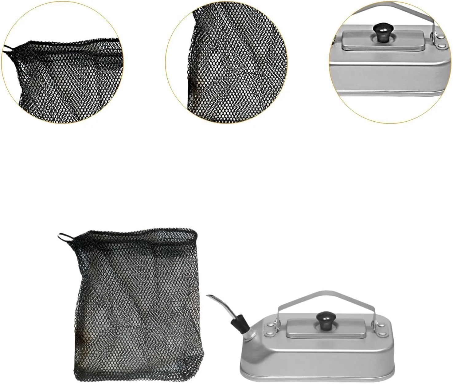 Camping Water Kettle Coffee Pot Short Spout Boiling Water with Storage Bag Camp Tea Pot Aluminum Alloy Kettle for Backpacking, with bag and spout