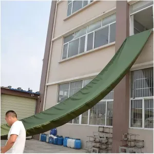 Canvas Chute Section with Grommets, Heavy Duty Tear-Resistant Tarpaulin, High-Altitude Unloading Cargo Conveyor, for Moving, Loading and Unloading Goods(Green,2x40m)