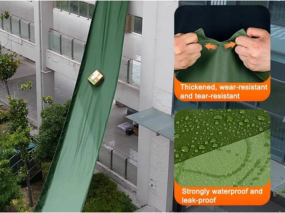 Canvas Chute Section with Grommets, Heavy Duty Tear-Resistant Tarpaulin, High-Altitude Unloading Cargo Conveyor, for Moving, Loading and Unloading Goods(Green,2x40m)