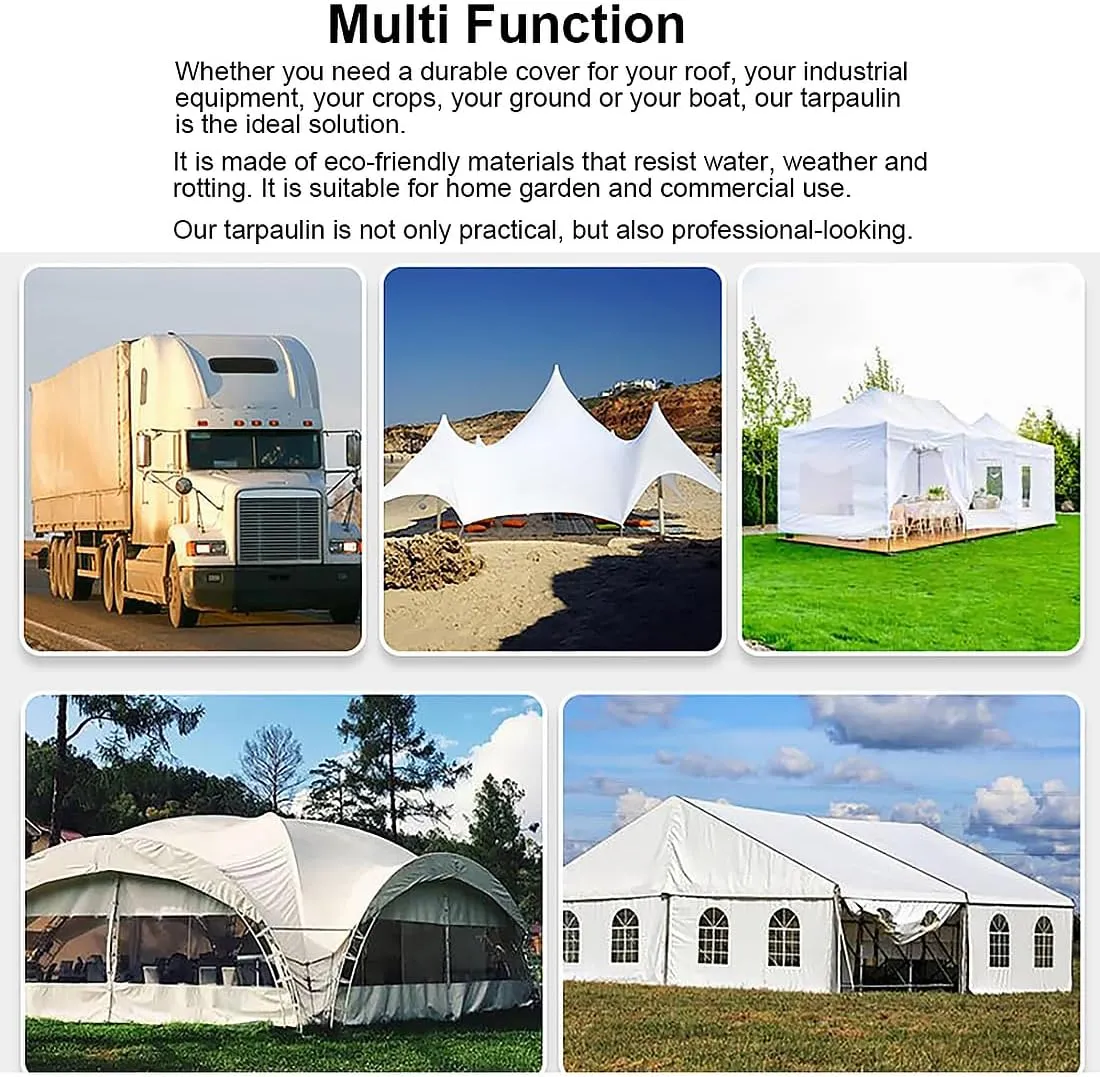 Canvas Tarps 16 oz, 6' x 8' Heavy Duty Waterproof Tarpaulin Cover Outdoor, UV Resistant, Rustproof Grommets, Multi-Purpose Cloth Tarp for Canopy Tent, Roof, Camping, Woodpile, White