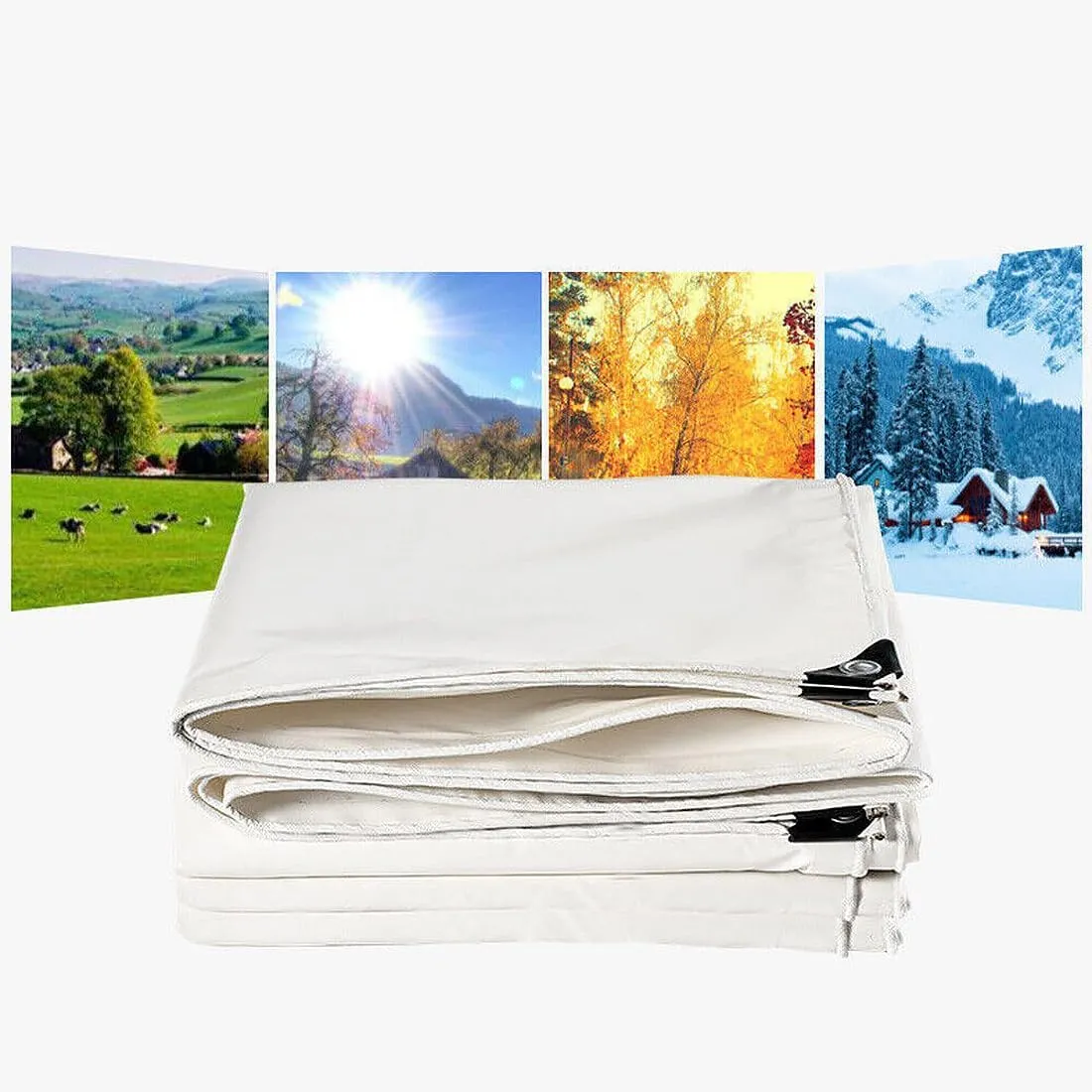 Canvas Tarps 16 oz, 6' x 8' Heavy Duty Waterproof Tarpaulin Cover Outdoor, UV Resistant, Rustproof Grommets, Multi-Purpose Cloth Tarp for Canopy Tent, Roof, Camping, Woodpile, White