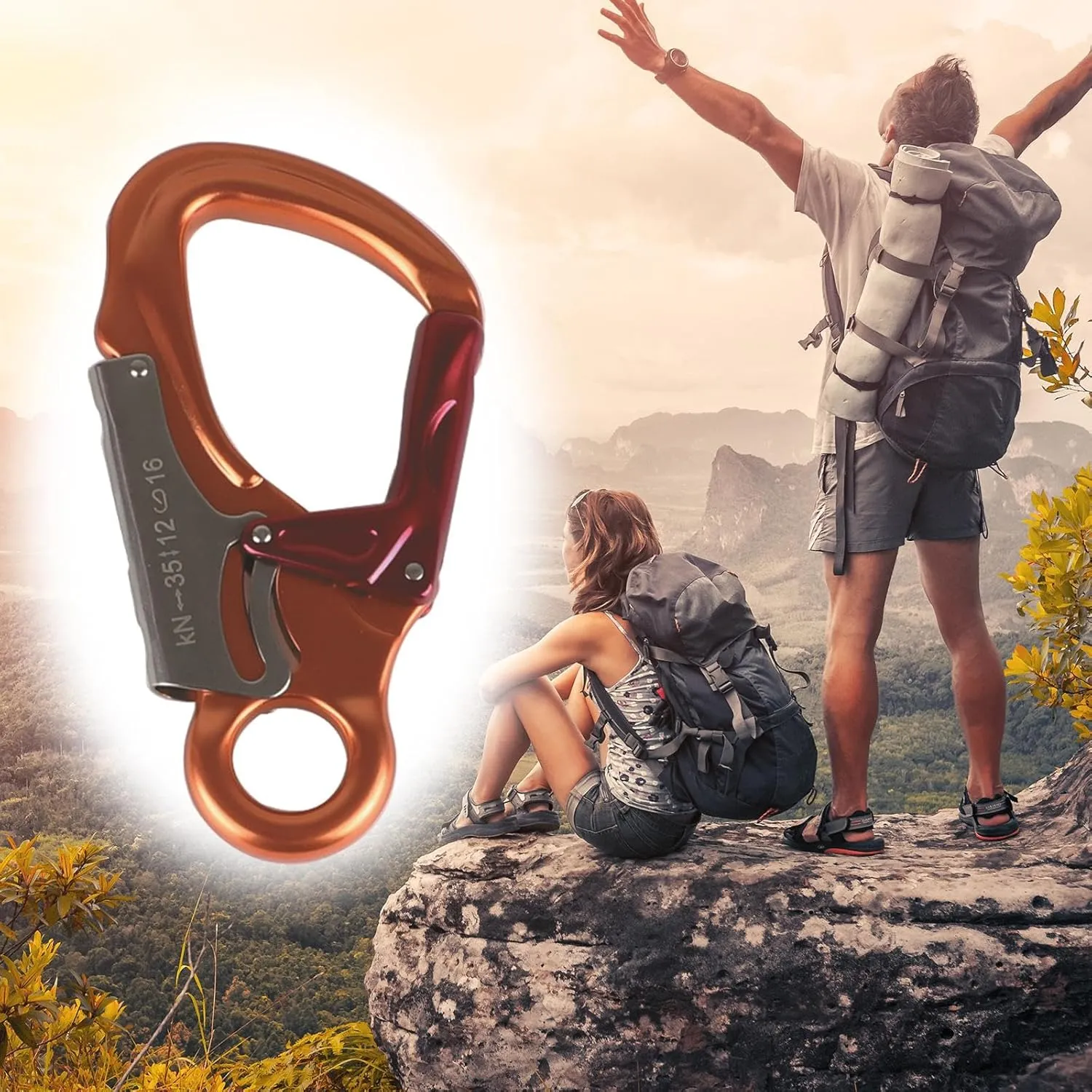 Carabiner Clip, Double Locking Snap Hook, Heavy Duty Rock Climbing Carabiner, Snap Auto Locking Carabiner for Outdoor